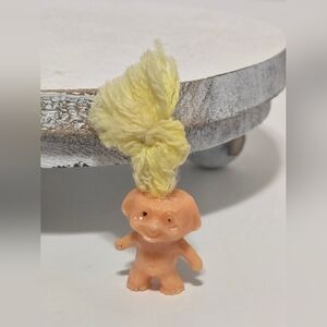 Vintage Miniature Troll Doll with Yellow Yarn Hair [ Read Details ]